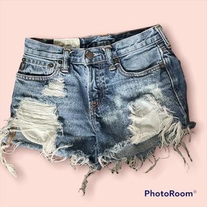 Abercrombie kids destroyed denim shorts Sz 14